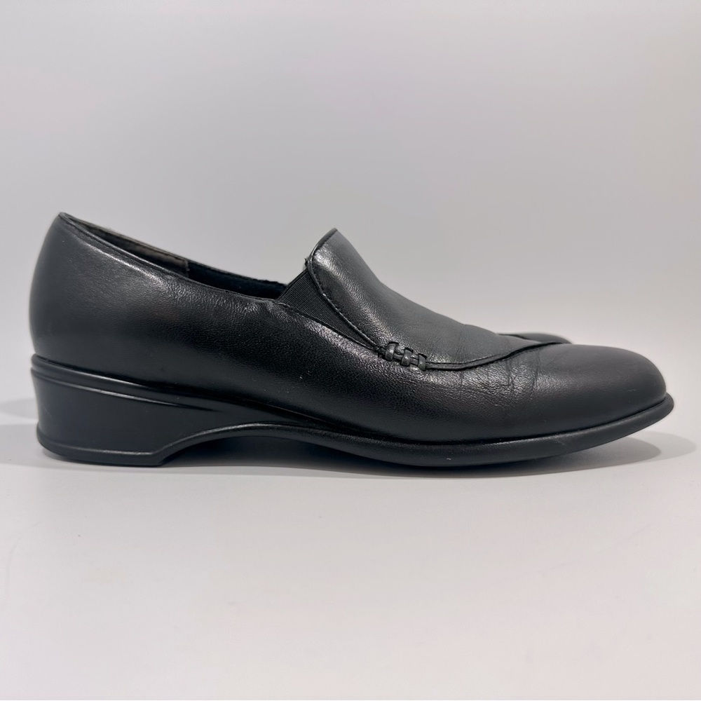 Munro American Women’s Black Leather Daphne Walking Wedge Shoes Loafers 7.5 SS